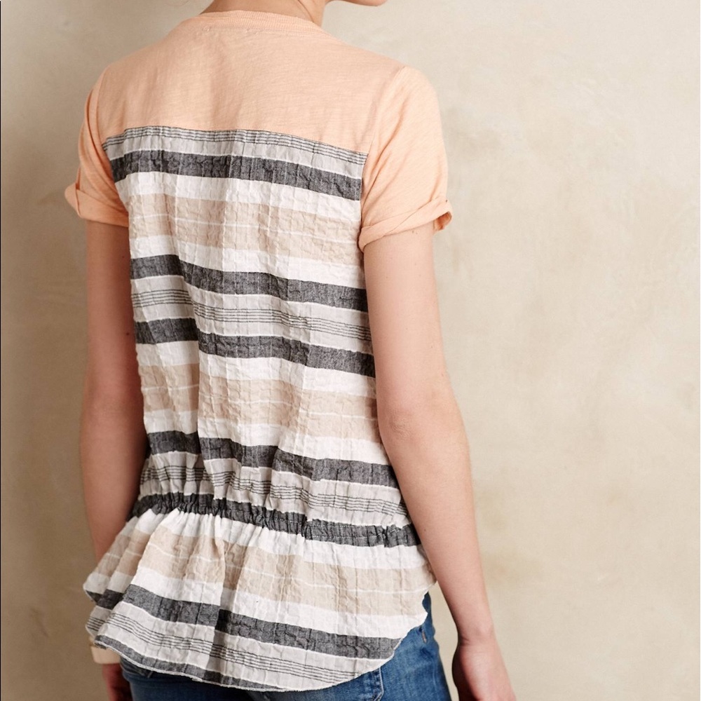 Anthro Contrast Cinched Tee